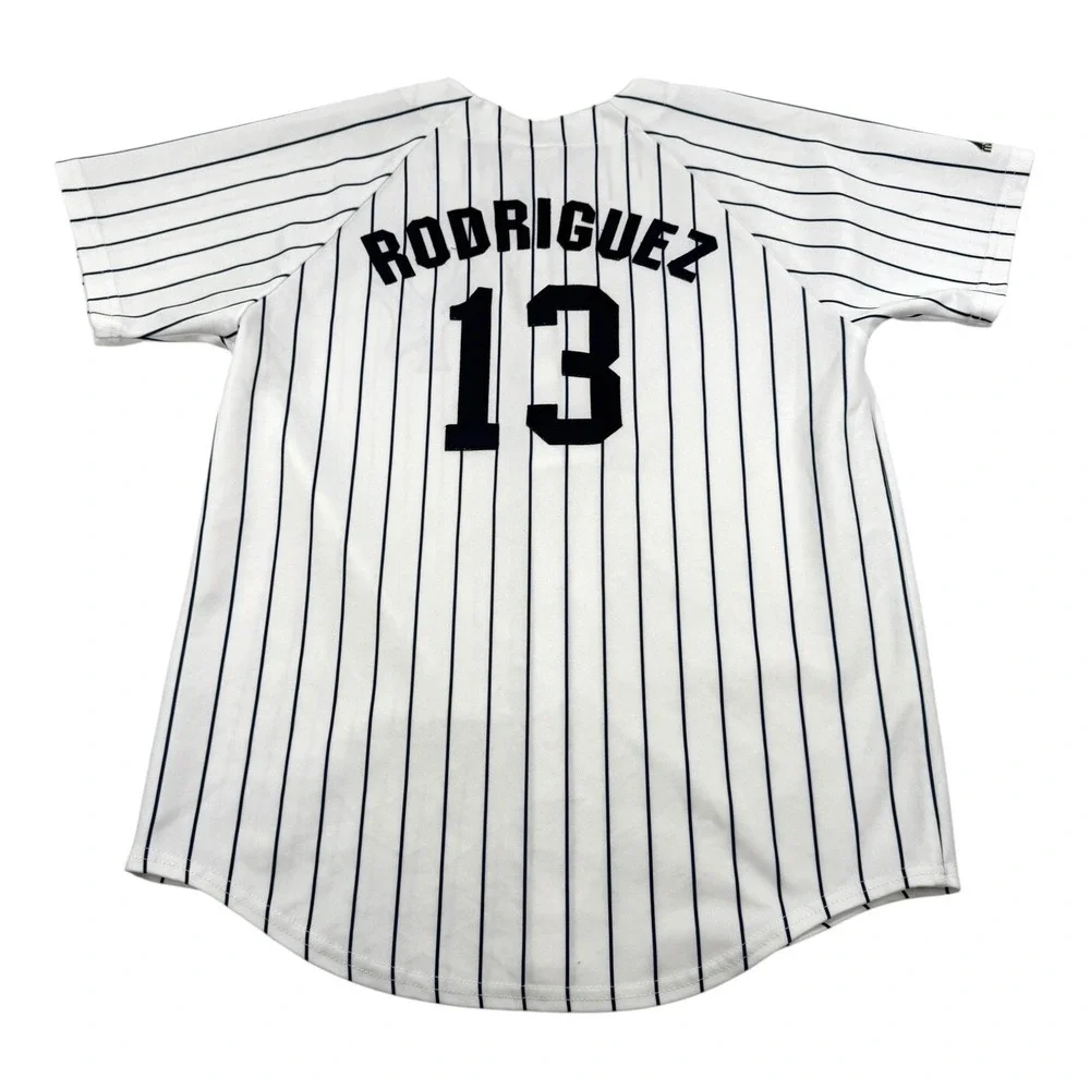 New York Yankees Baseball Jersey Boys Youth XL White MLB Alex Rodriguez Majestic